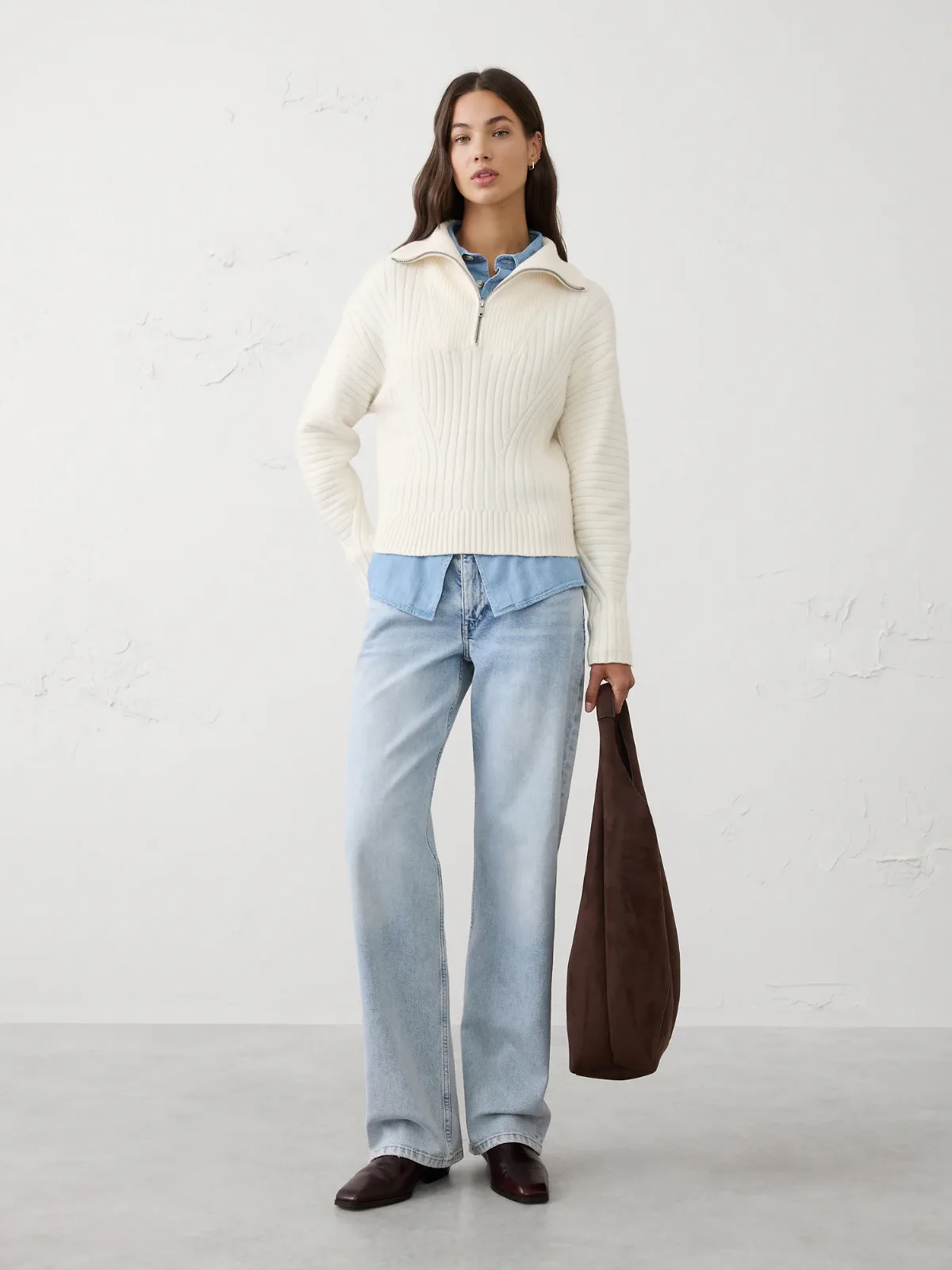 Ribbed Quarter-Zip Sweater by Banana Republic