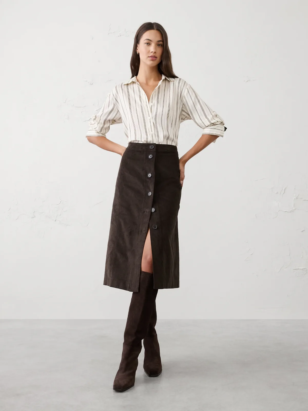 Corduroy Midi Skirt by Banana Republic