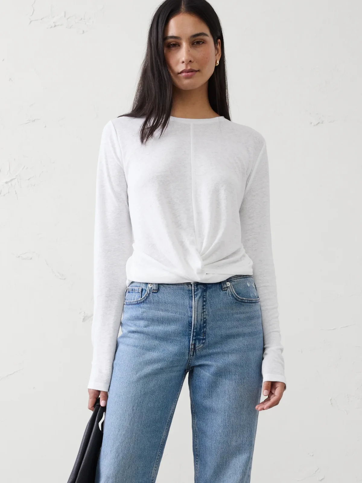 Linen-Blend Twist T-Shirt