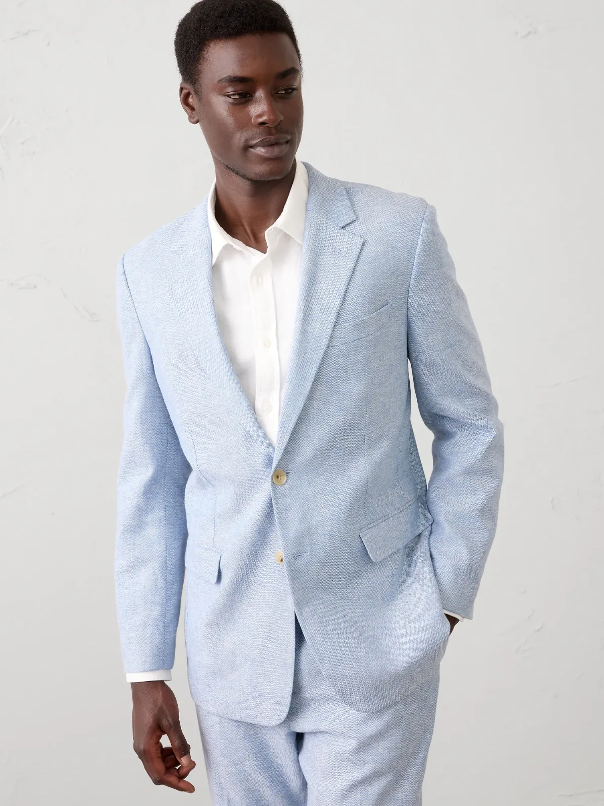 Linen-Blend Herringbone Suit Jacket by Banana Republic