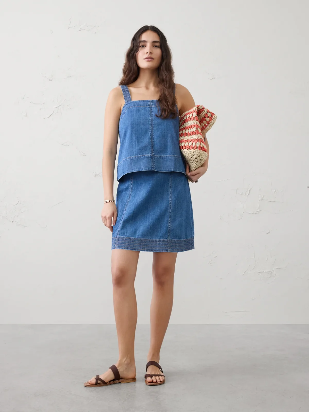 Denim Trapunto Mini Skirt by Banana Republic