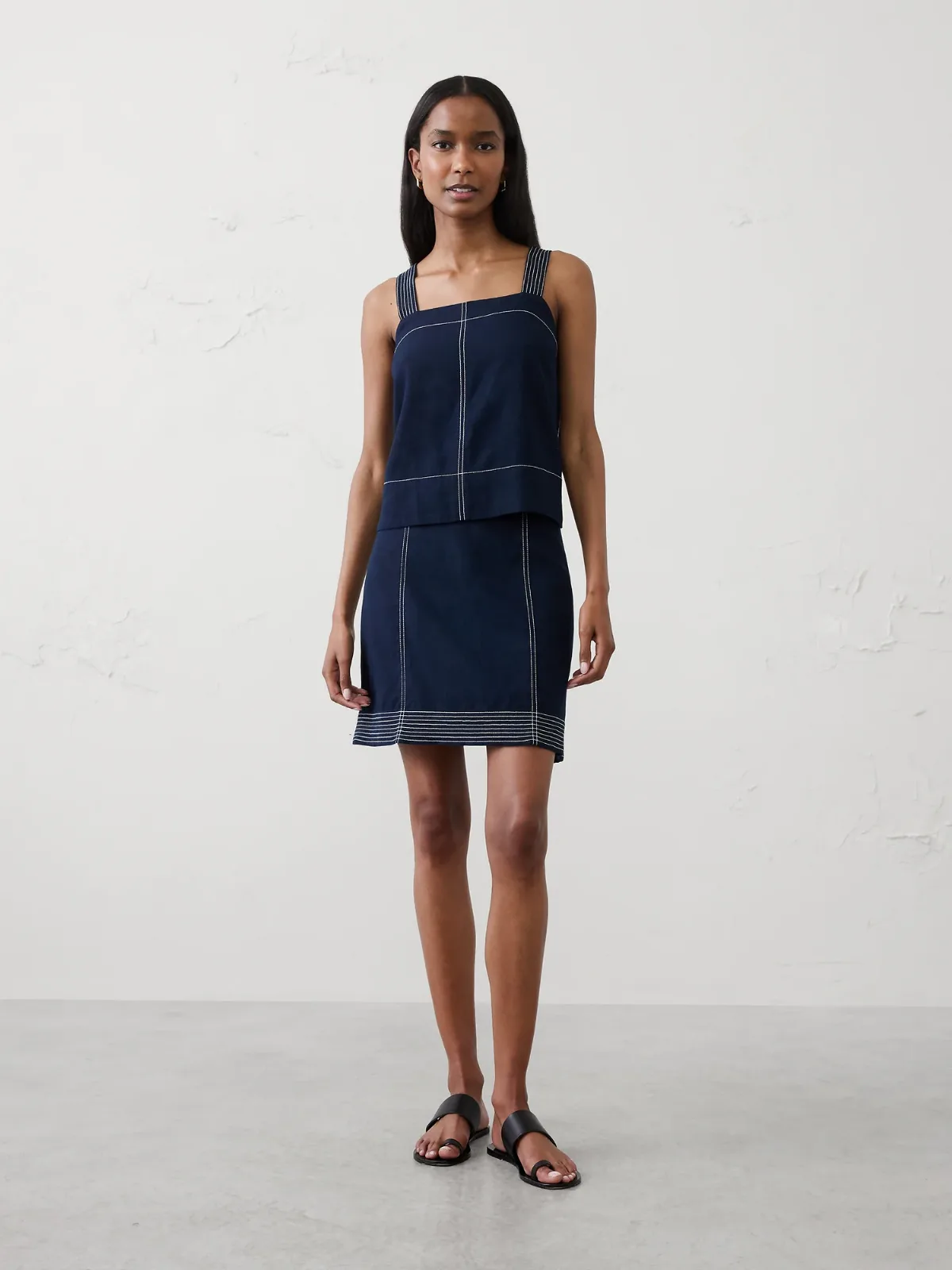 Linen-Blend Trapunto Mini Skirt by Banana Republic