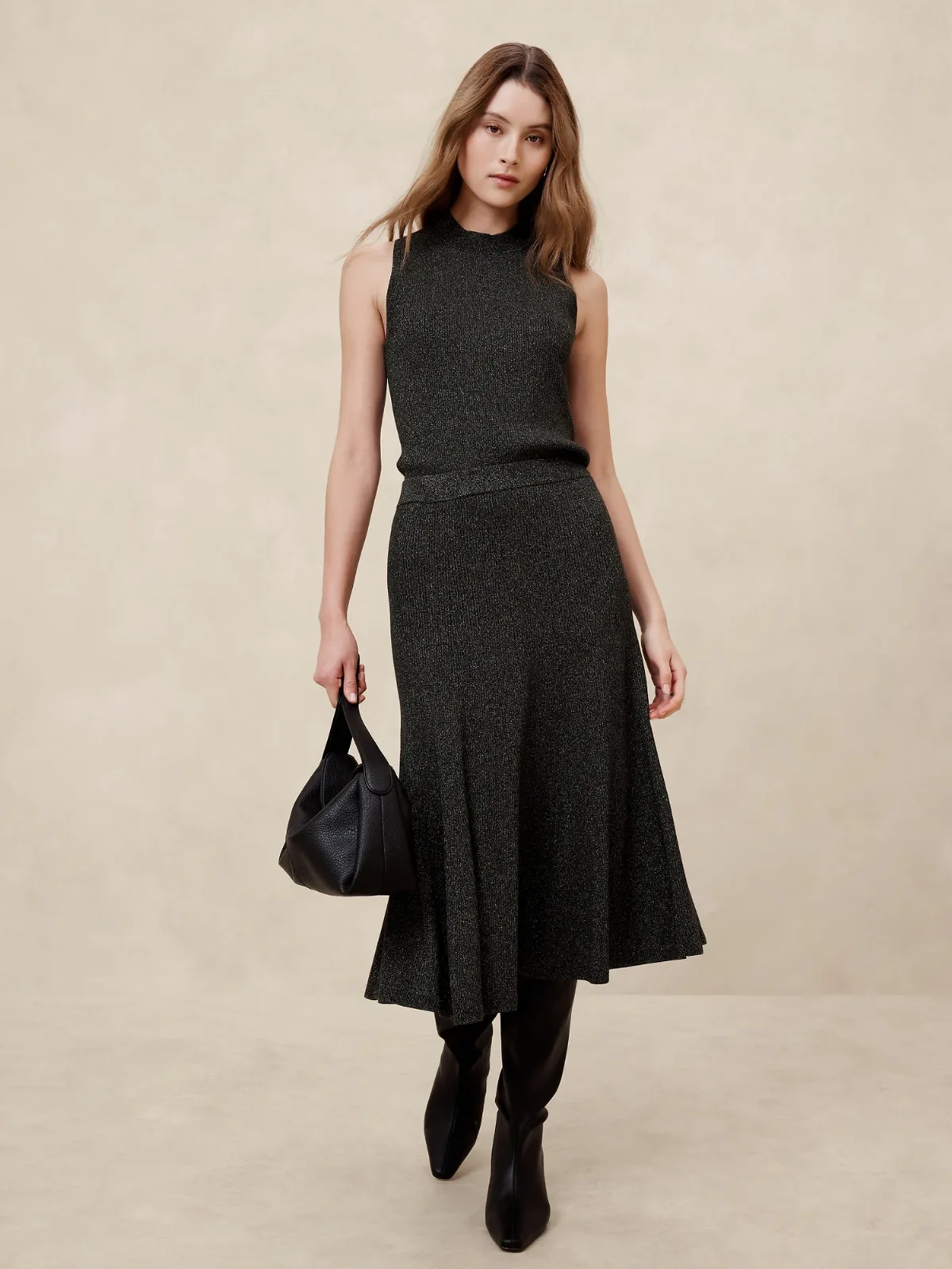 Lurex Midi Sweater Skirt by Banana Republic