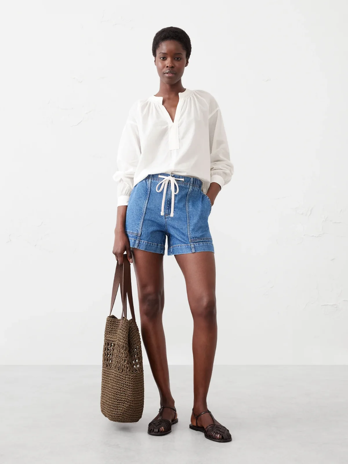 Sheer Trapunto Stitch Voile Top by Banana Republic