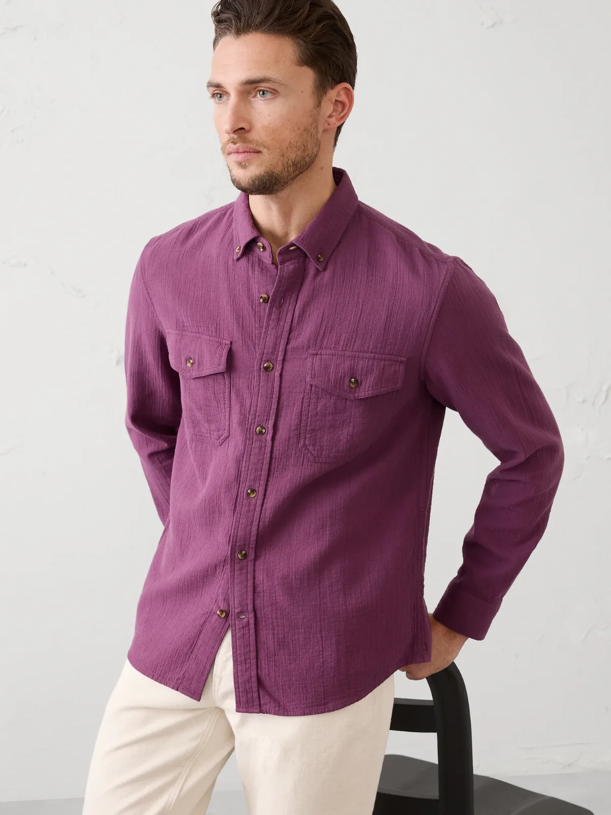 Standard-Fit Double Weave Shirt by Banana Republic