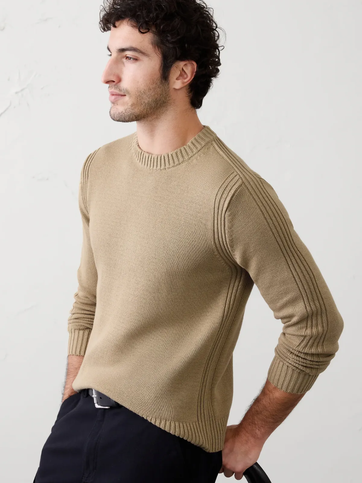 Plaited Crew-Neck Sweater by Banana Republic