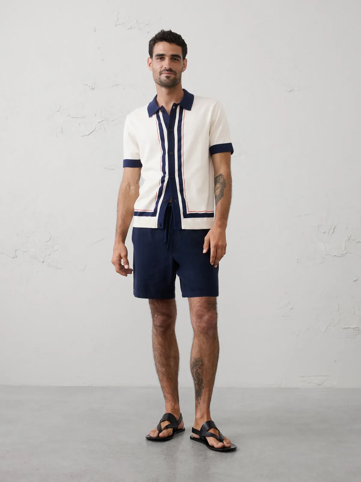 Border Striped Sweater Polo
