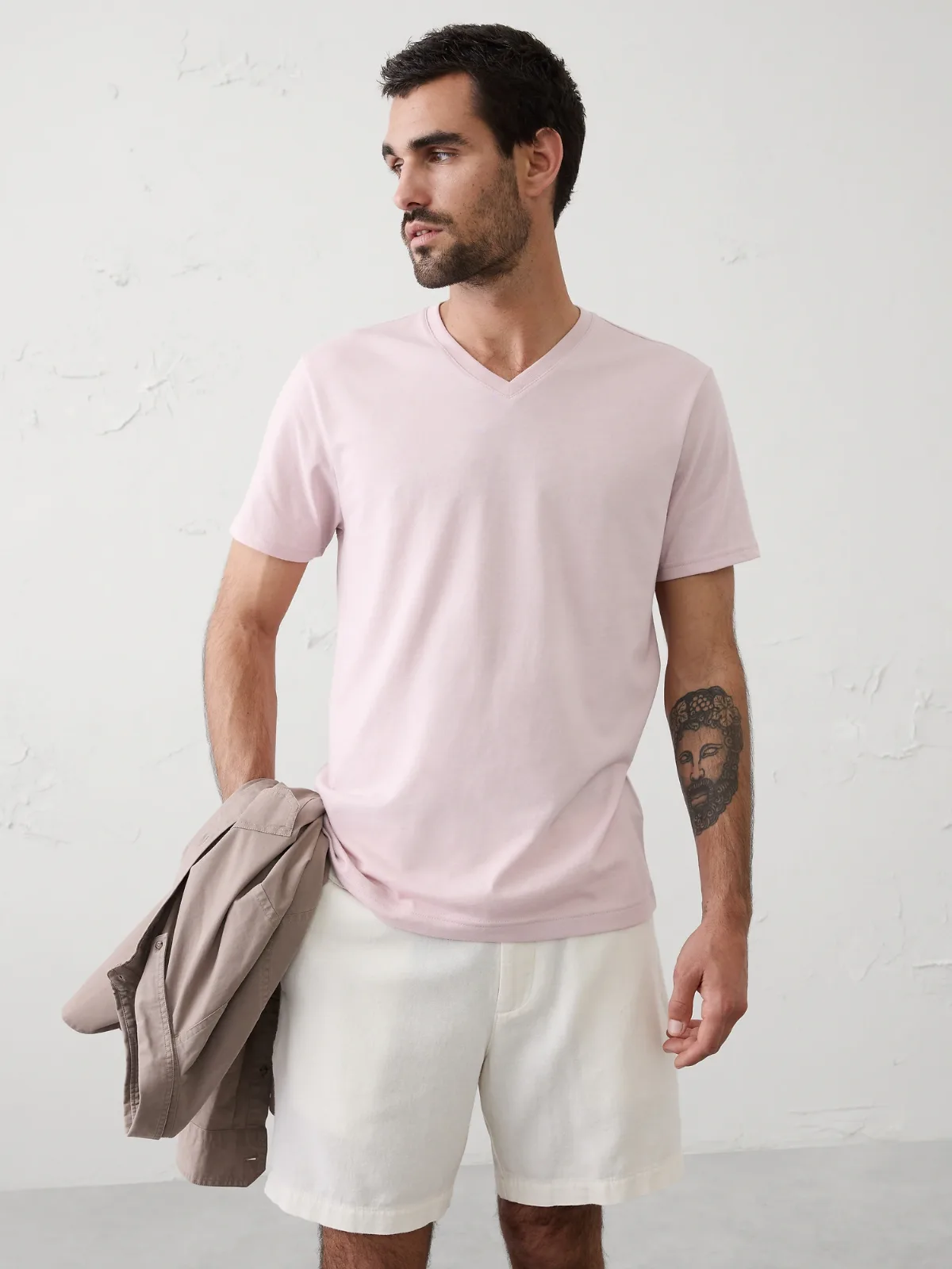 Standard-Fit Premium Wash V-Neck Shirt by Banana Republic