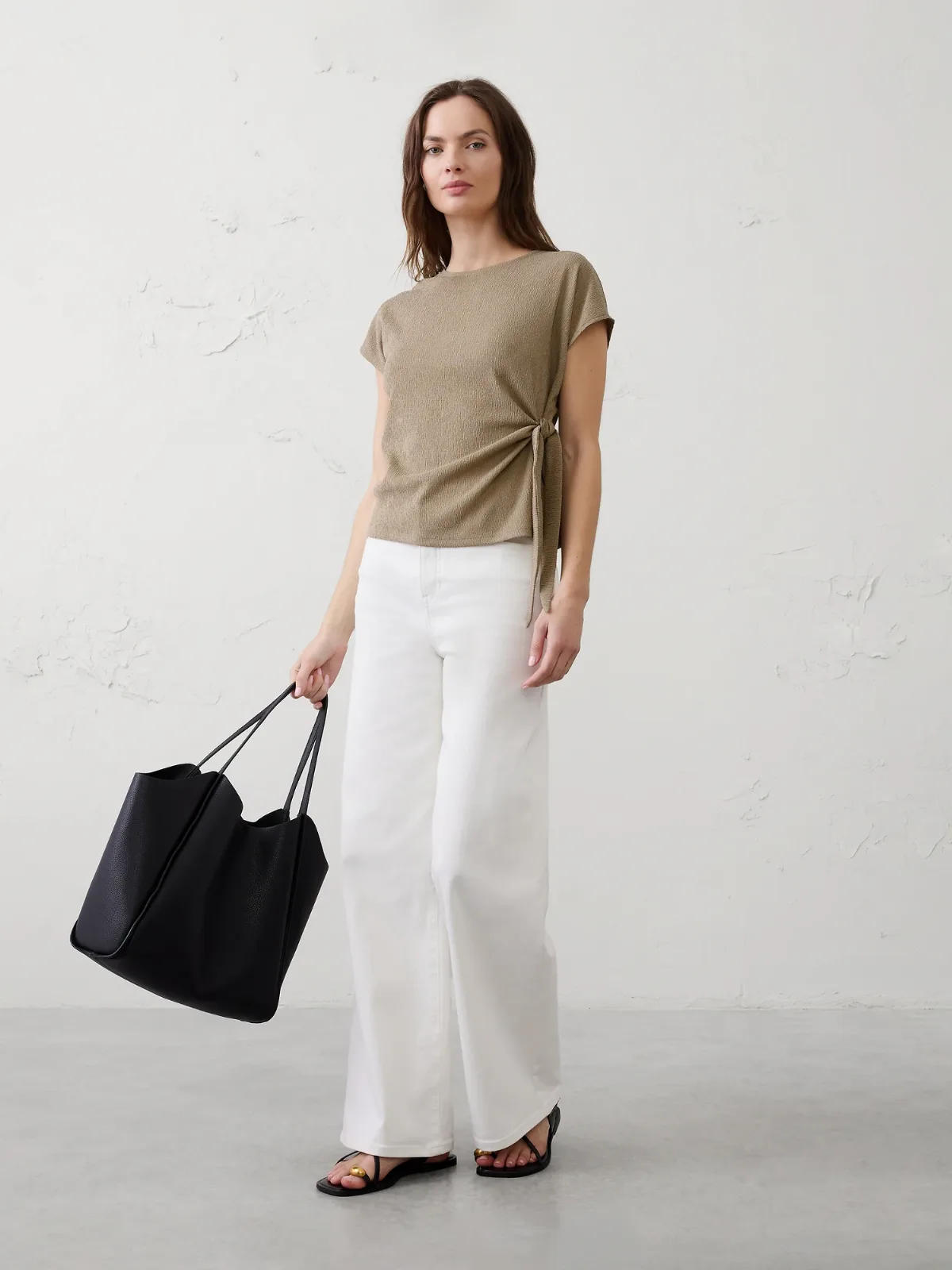 Textured Smocked Side-Tie Top by Banana Republic