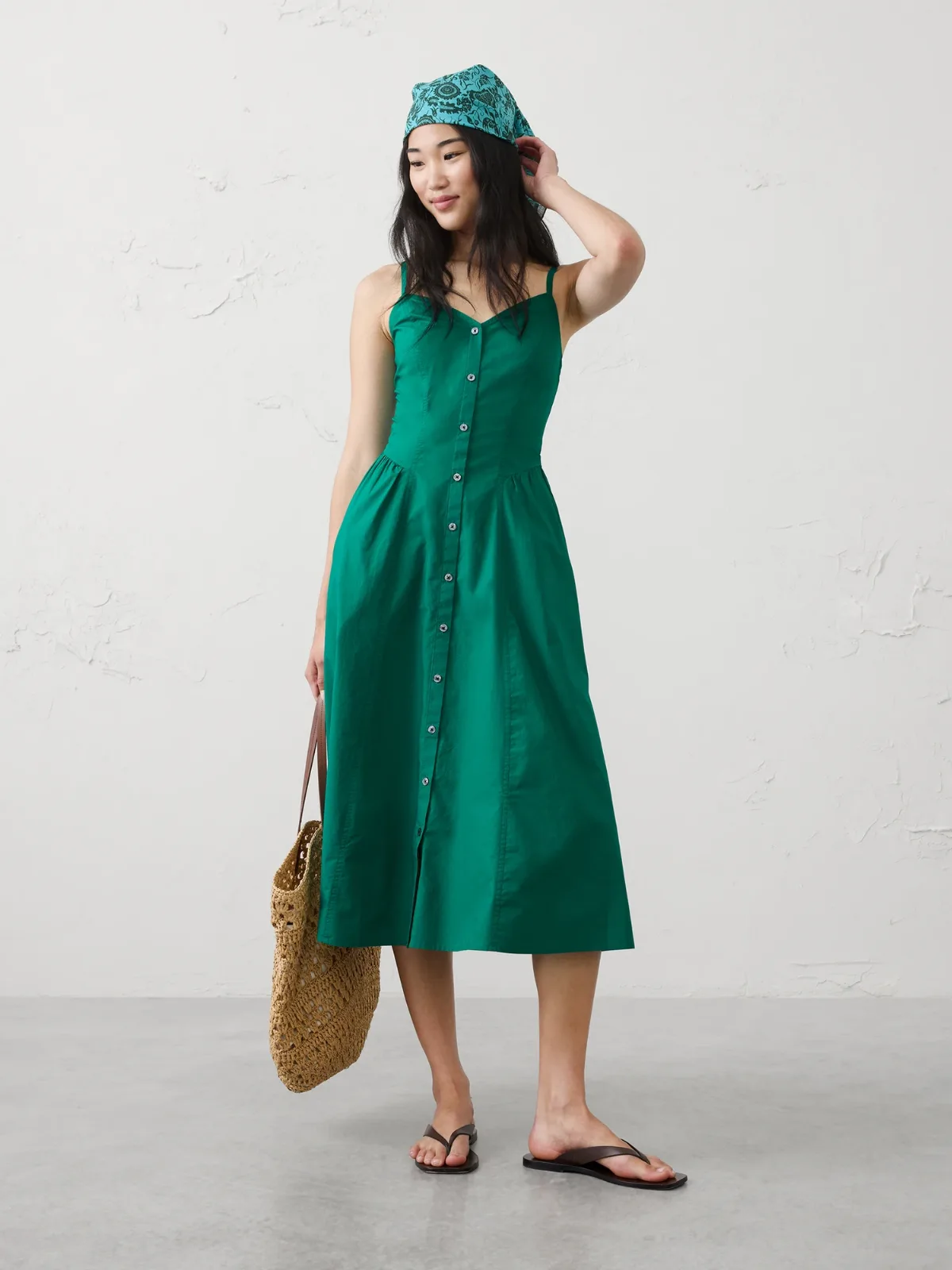 Shirred-Hip Midi Dress by Banana Republic