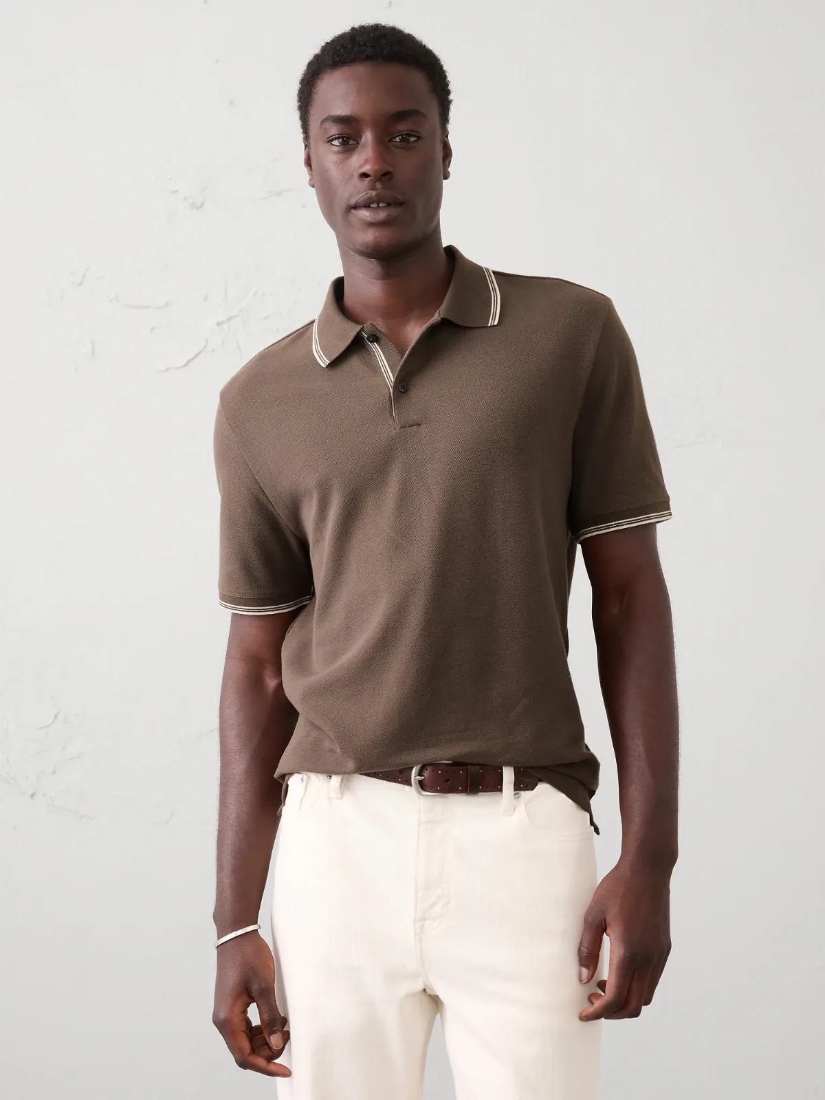 Standard-Fit Textured Tipped Polo by Banana Republic