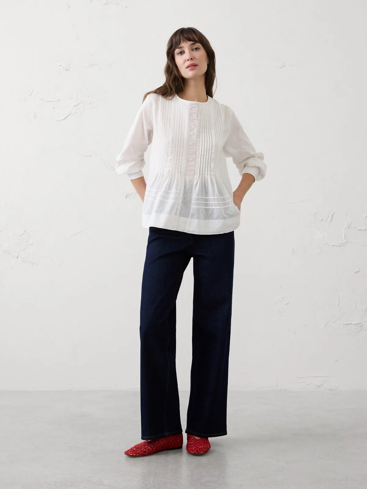 Pintuck Button-Back Top by Banana Republic