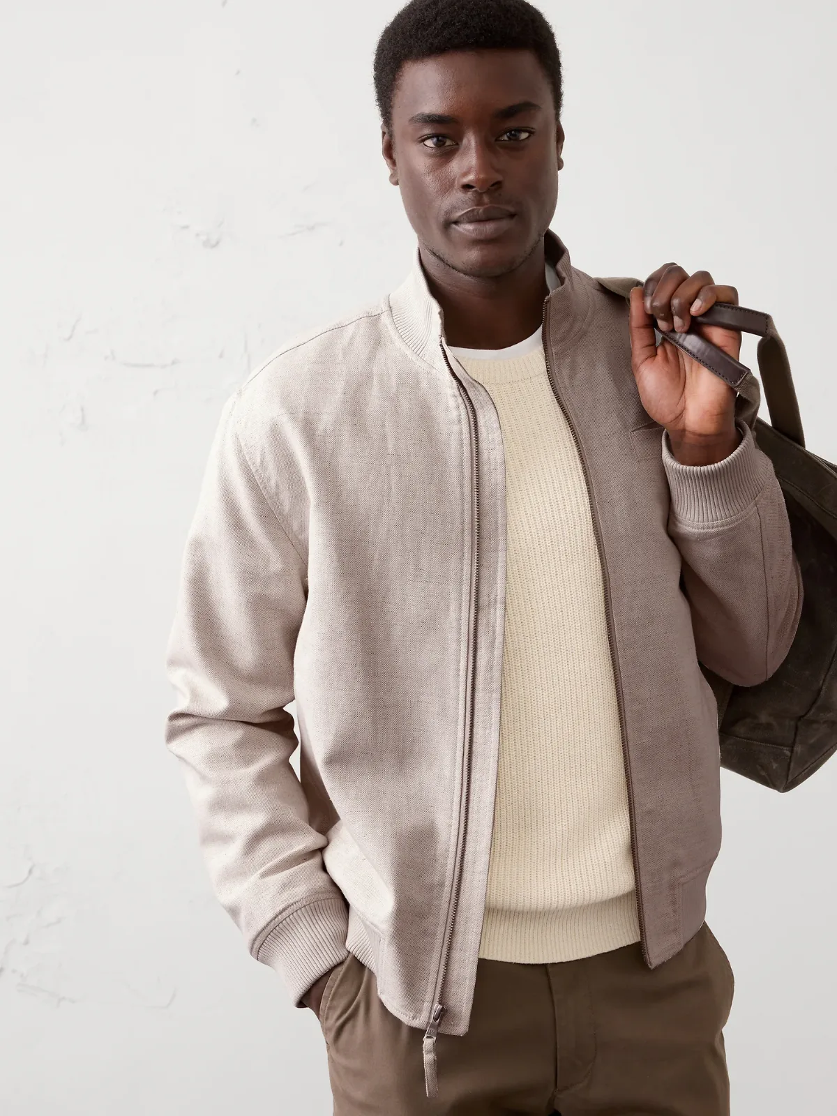 Cotton-Linen Bomber by Banana Republic