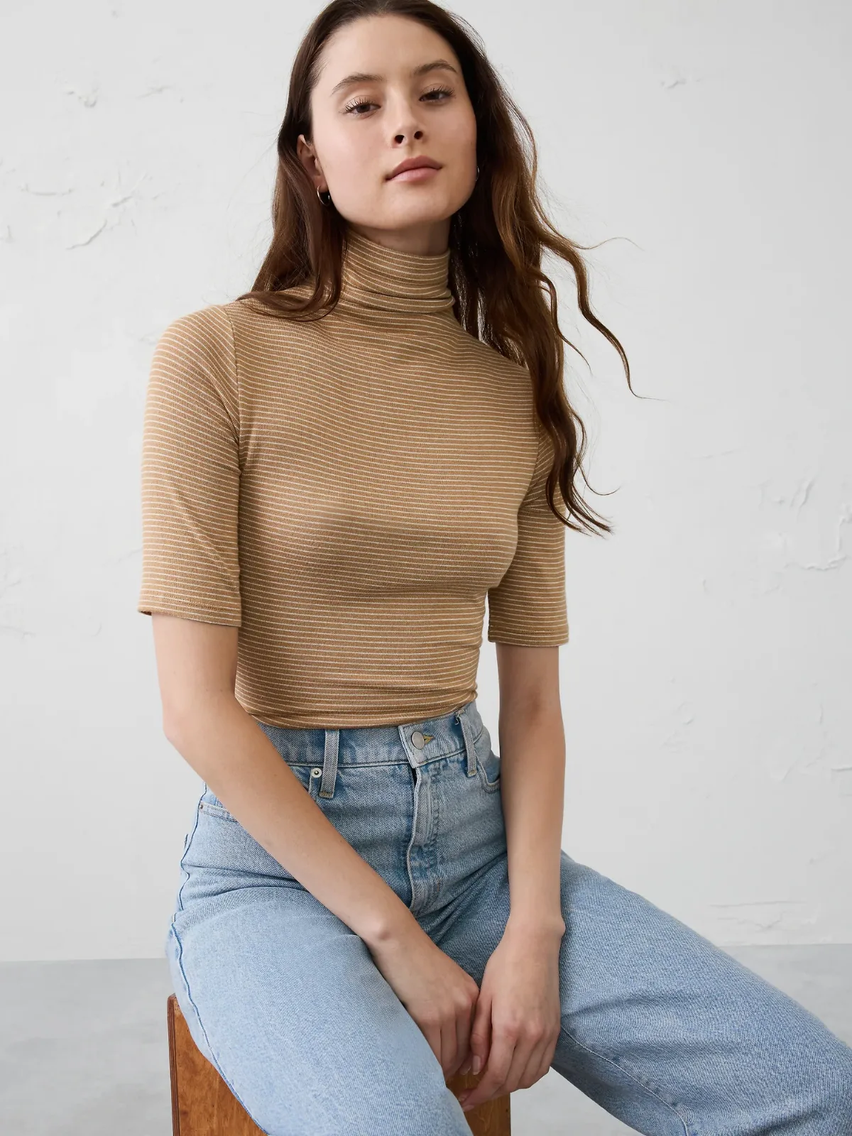 Soft Luxe Turtleneck Top by Banana Republic