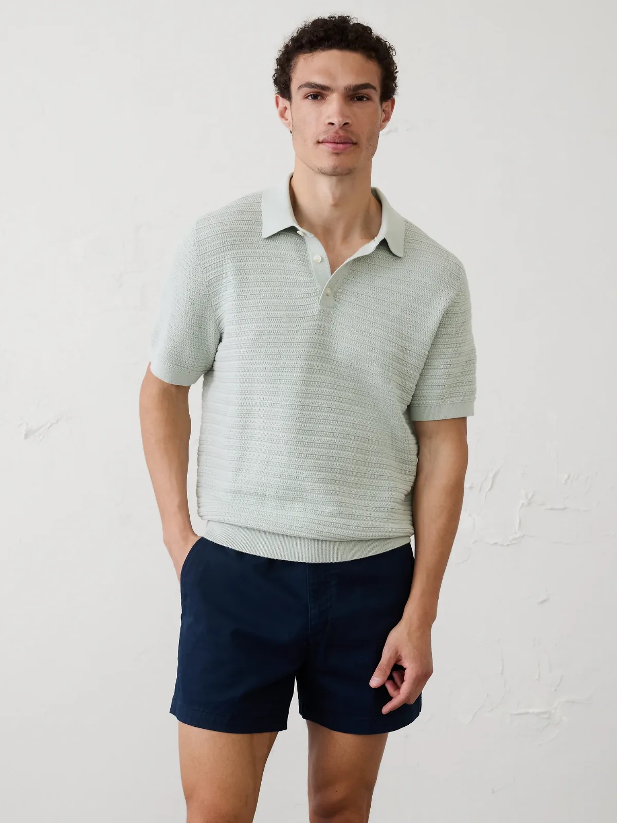 Textured Striped Sweater Polo by Banana Republic