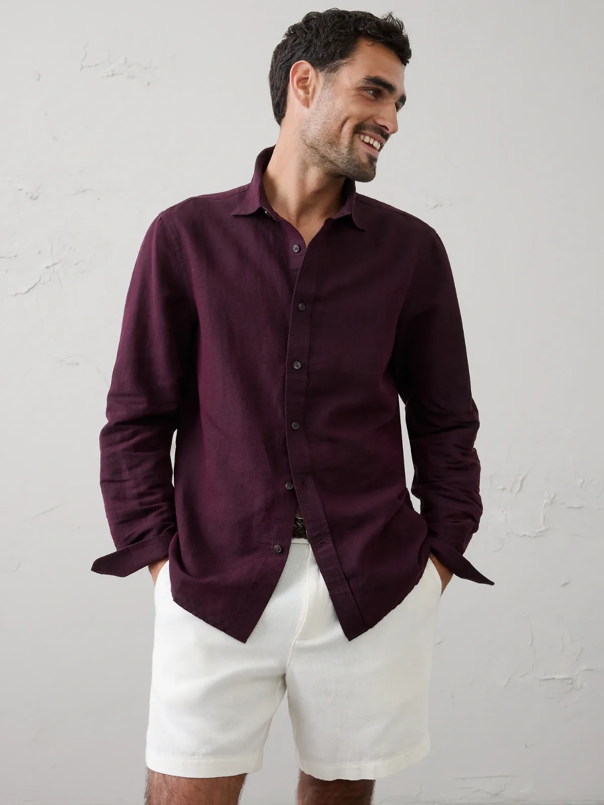 Slim-Fit Linen-Blend Shirt by Banana Republic