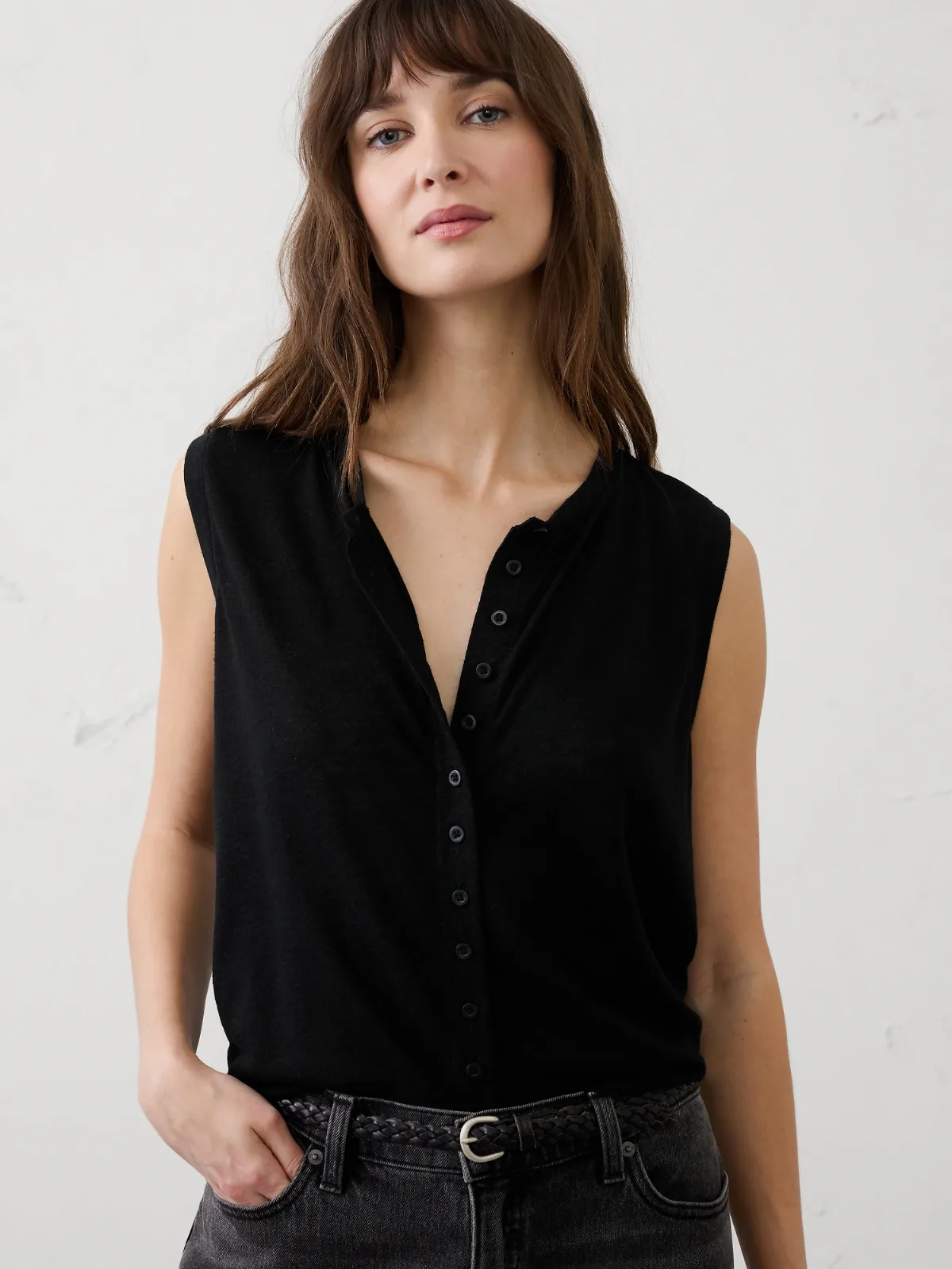 Linen-Blend Tank by Banana Republic