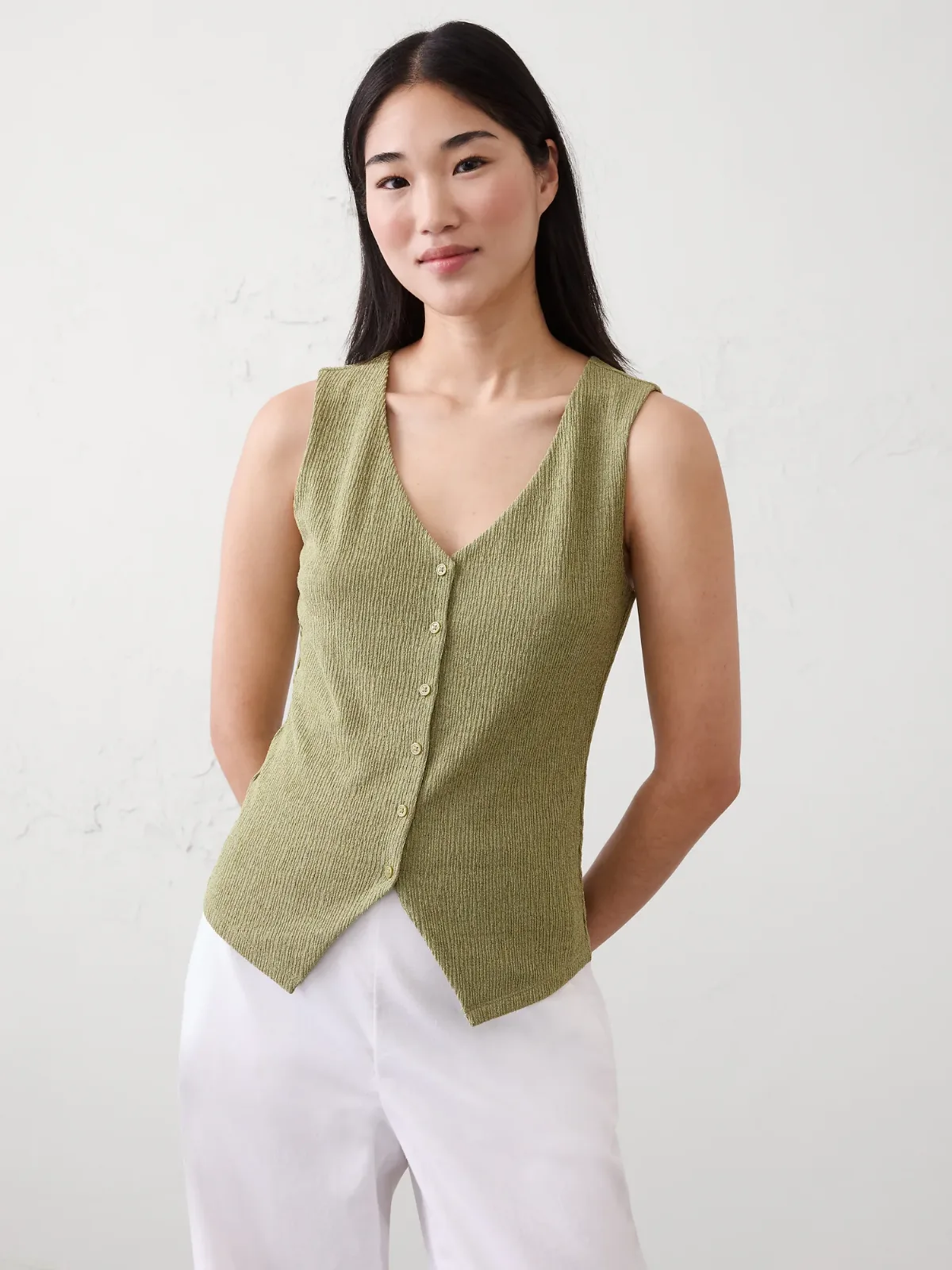 Jacquard Crinkled Vest Top