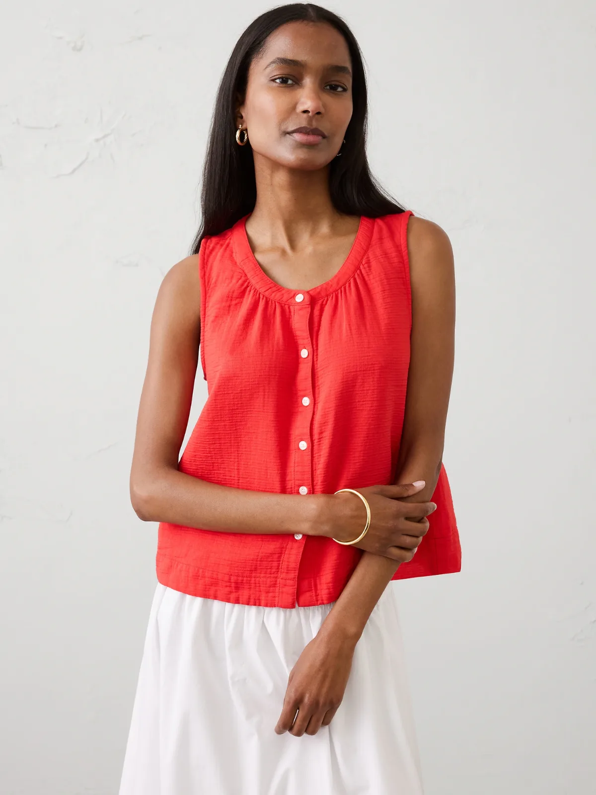 Gauze Shirred Shirt by Banana Republic