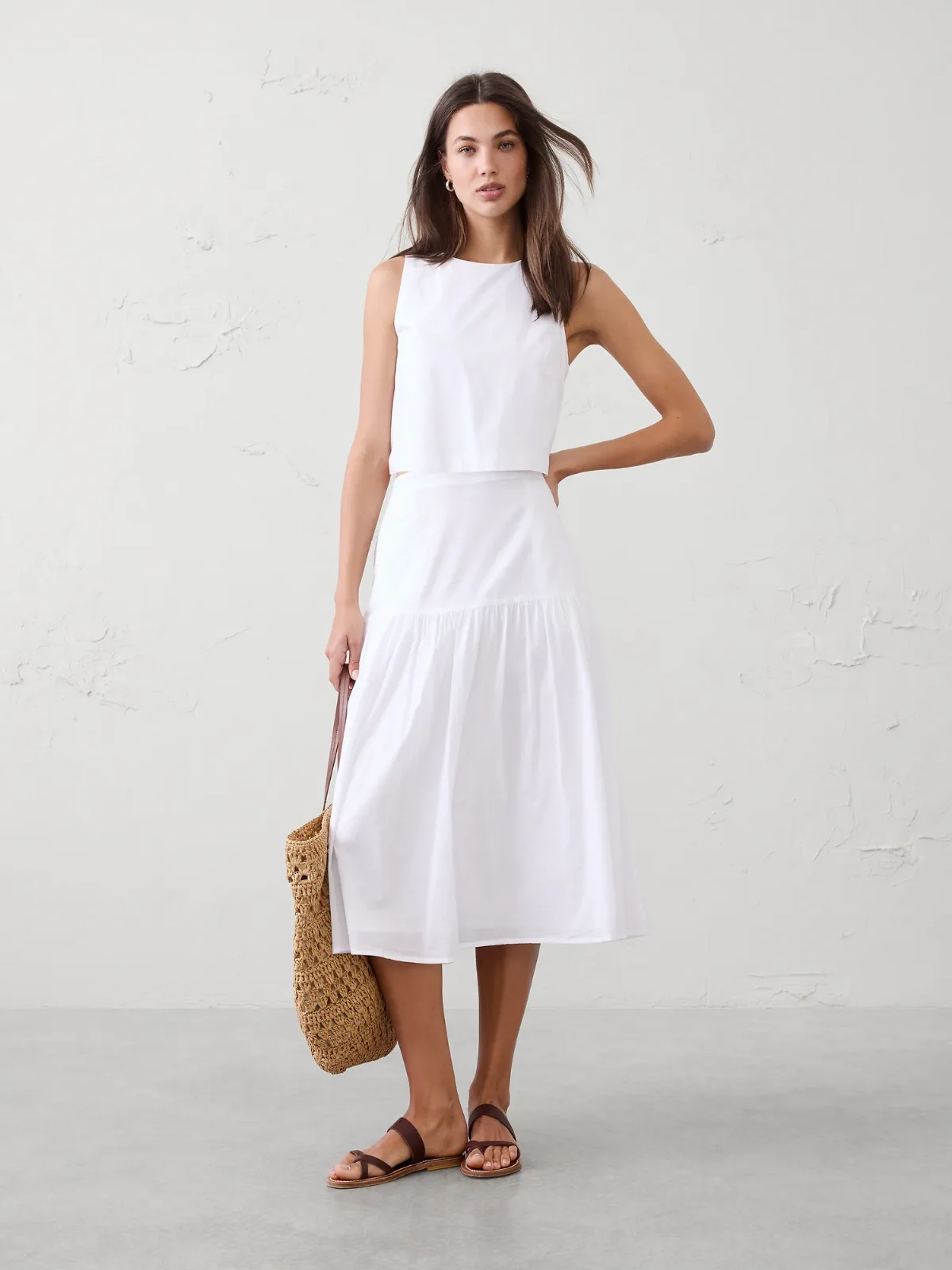 Tier Voile Midi Skirt by Banana Republic