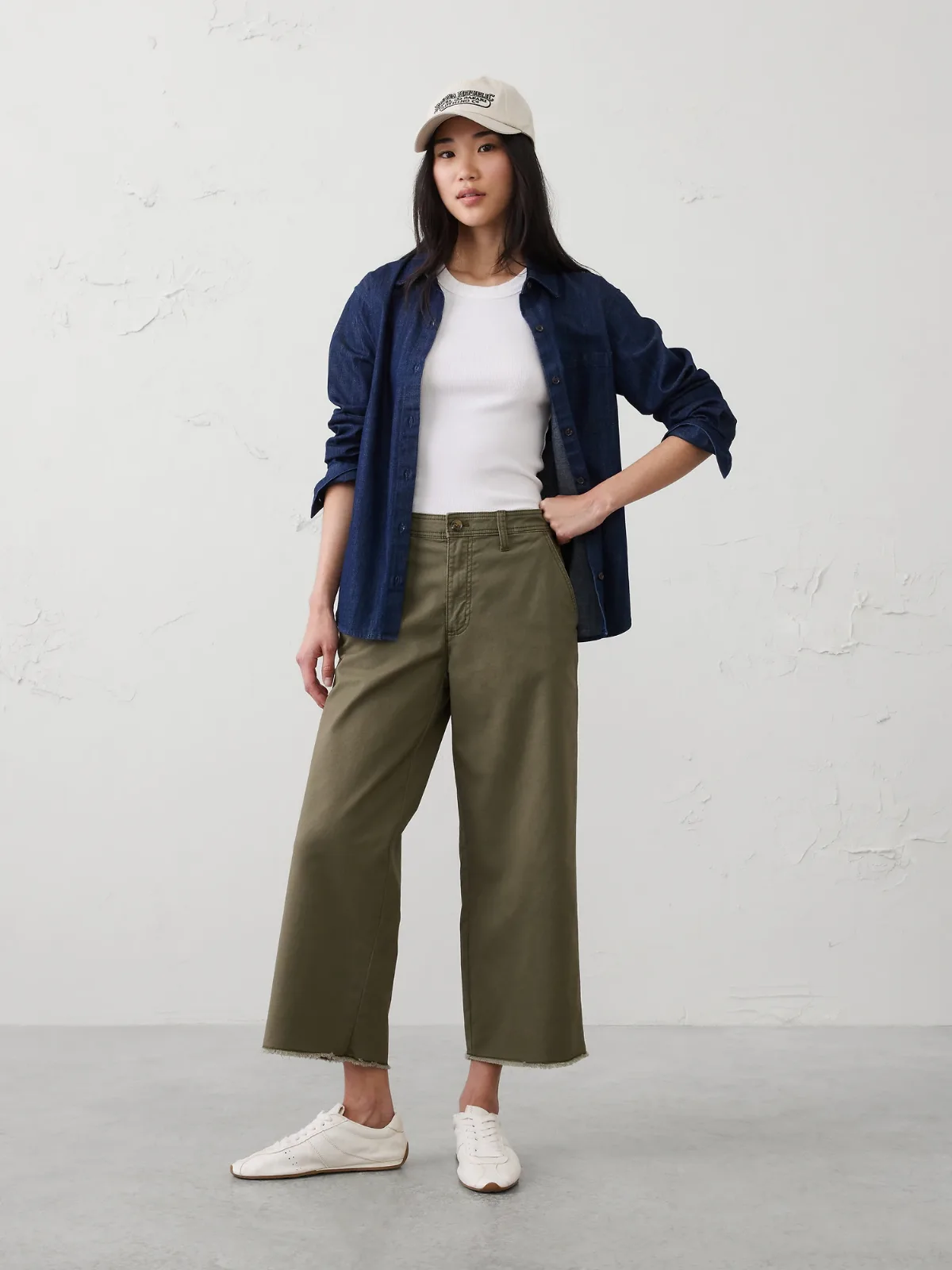 Wide-Leg High-Rise Authentic Cropped Chino by Banana Republic