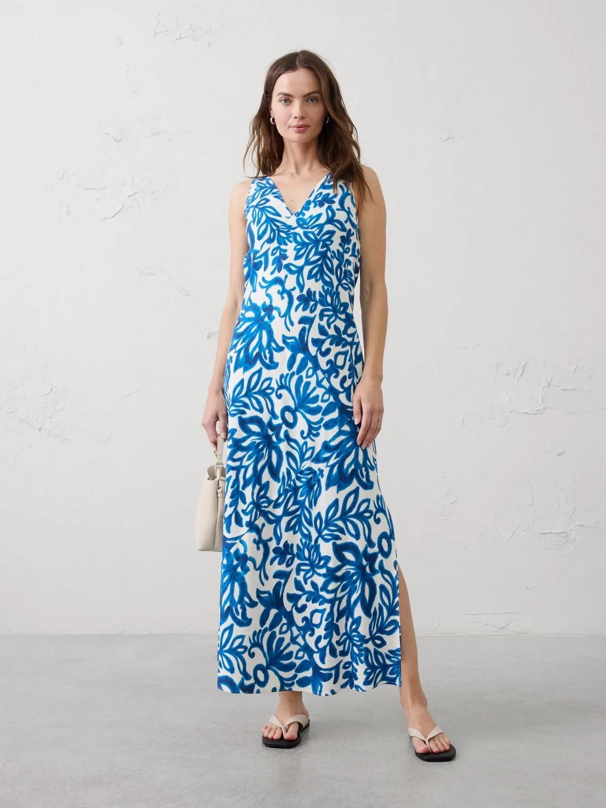 Linen-Blend Side-Slit Maxi Dress by Banana Republic