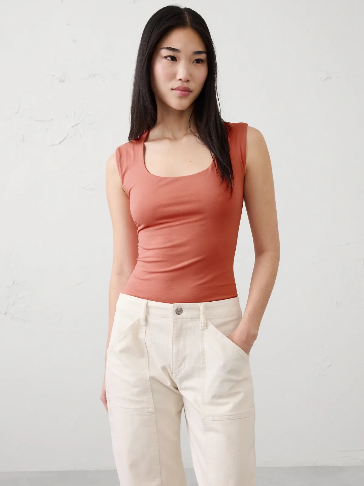 Soft Stretch Scoop-Neck Top by Banana Republic