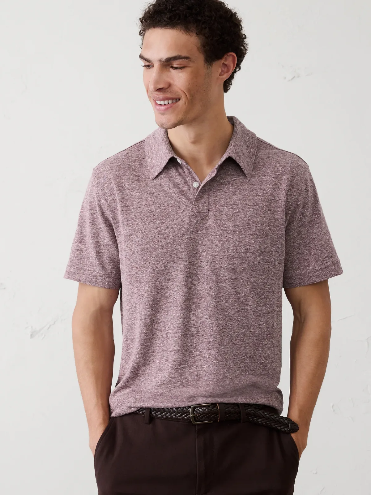 Slim-Fit Linen-Blend Polo