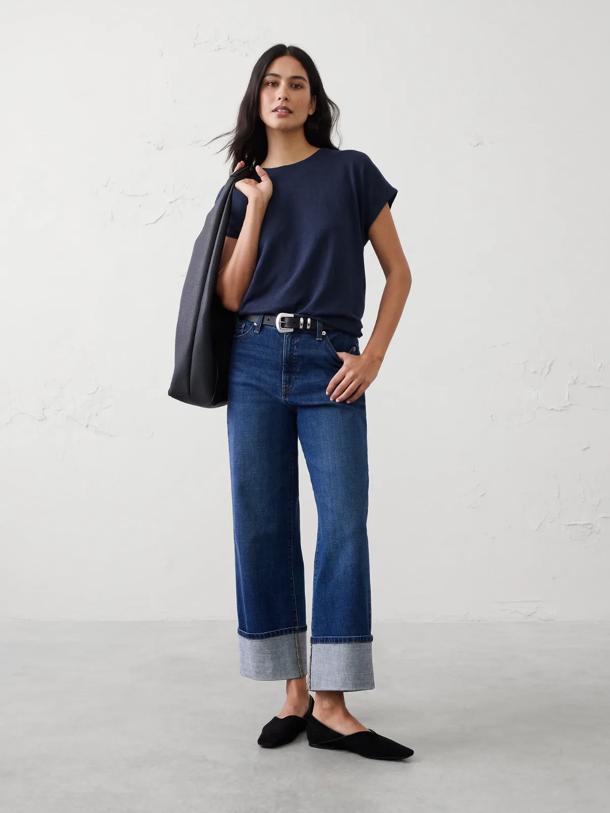 Linen-Blend Cap-Sleeve T-Shirt by Banana Republic