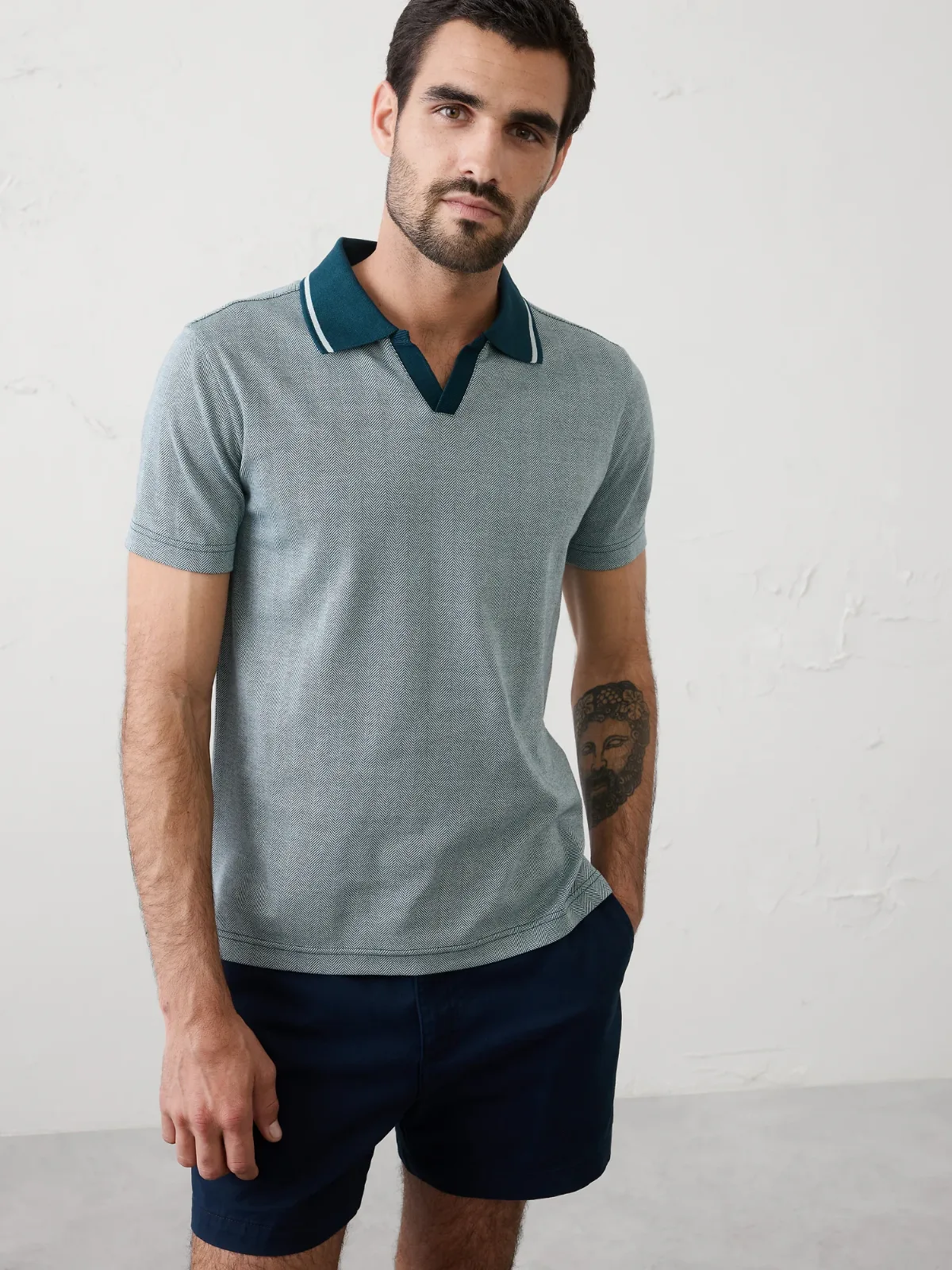 Slim-Fit Luxe Touch Johnny-Collar Polo by Banana Republic