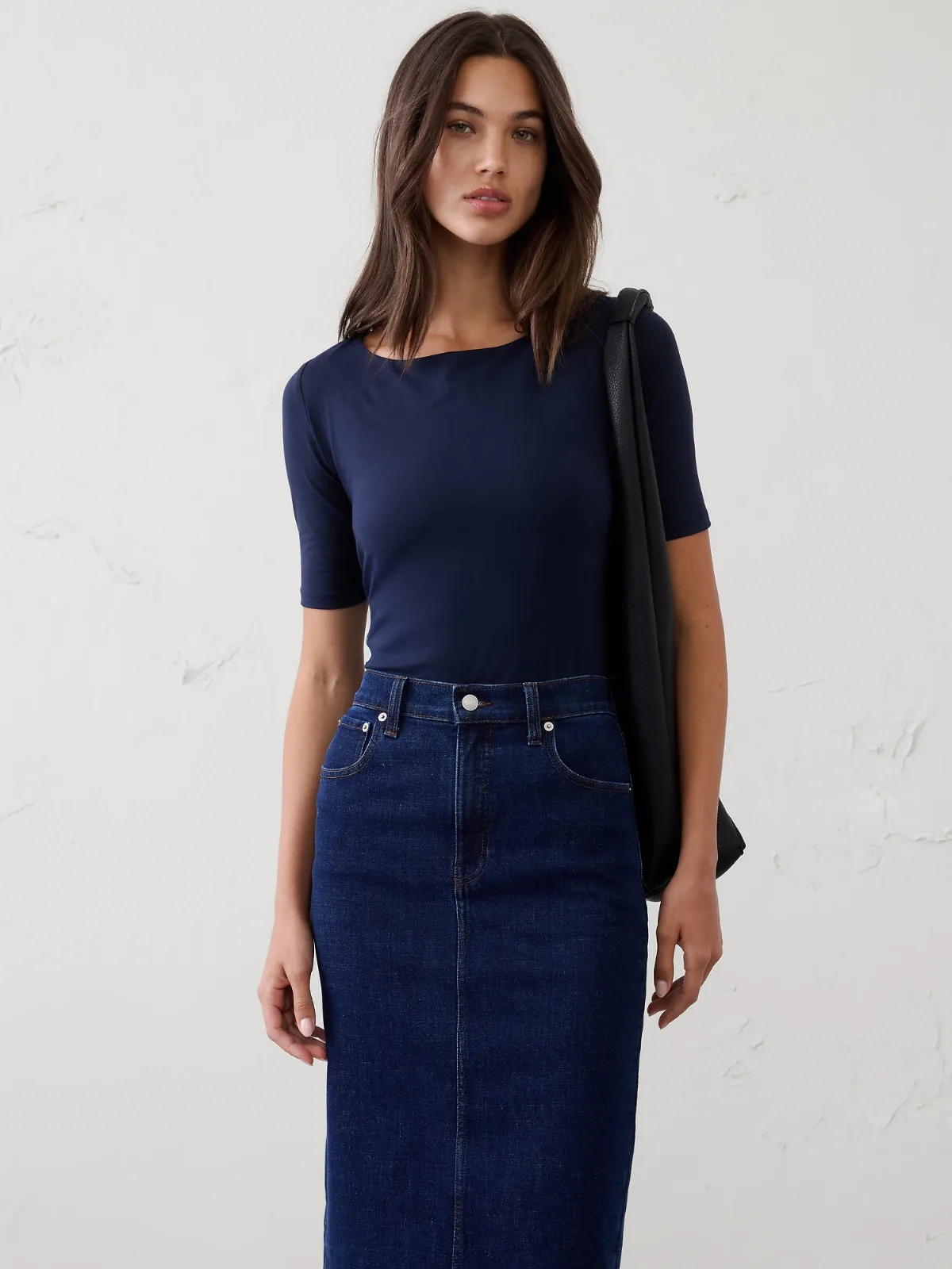 Soft Stretch Elbow-Sleeve Top by Banana Republic