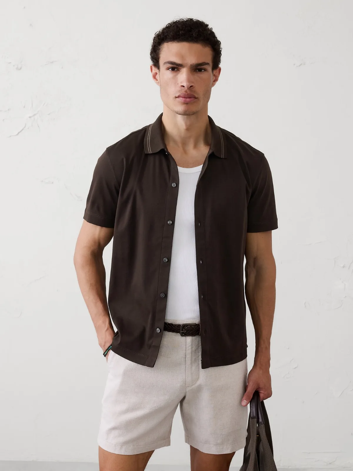 Standard-Fit Luxe Touch Button-Down Polo by Banana Republic