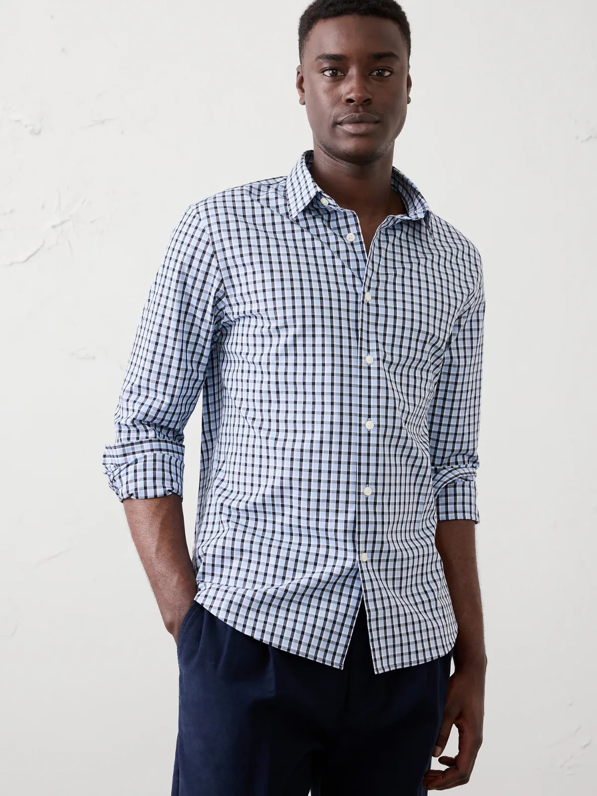 Slim-Fit Untucked Dress Shirt by Banana Republic