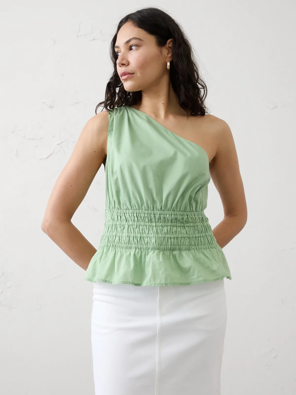 Voile One-Shoulder Smocked Top by Banana Republic