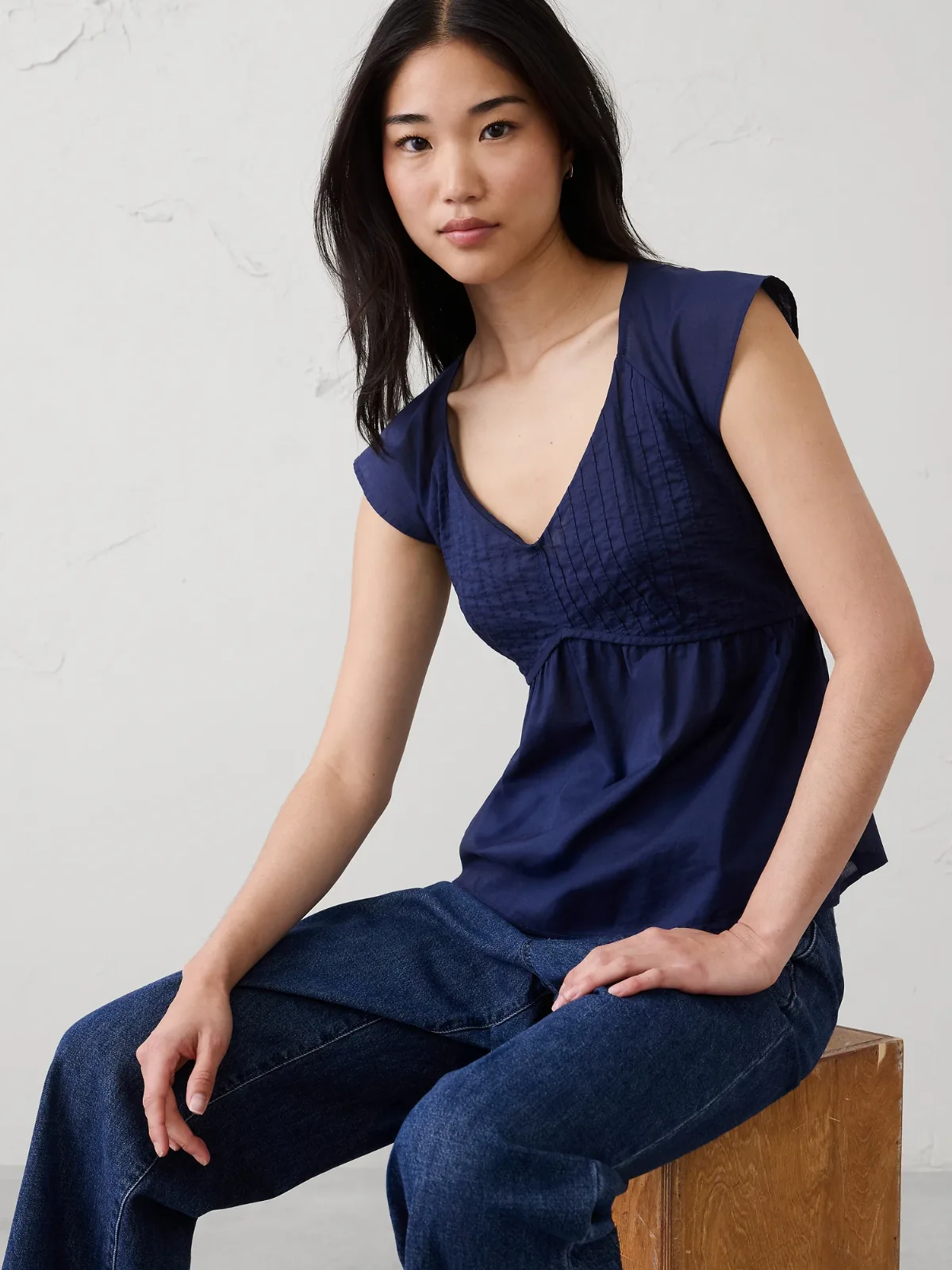 Pintuck Empire Top by Banana Republic