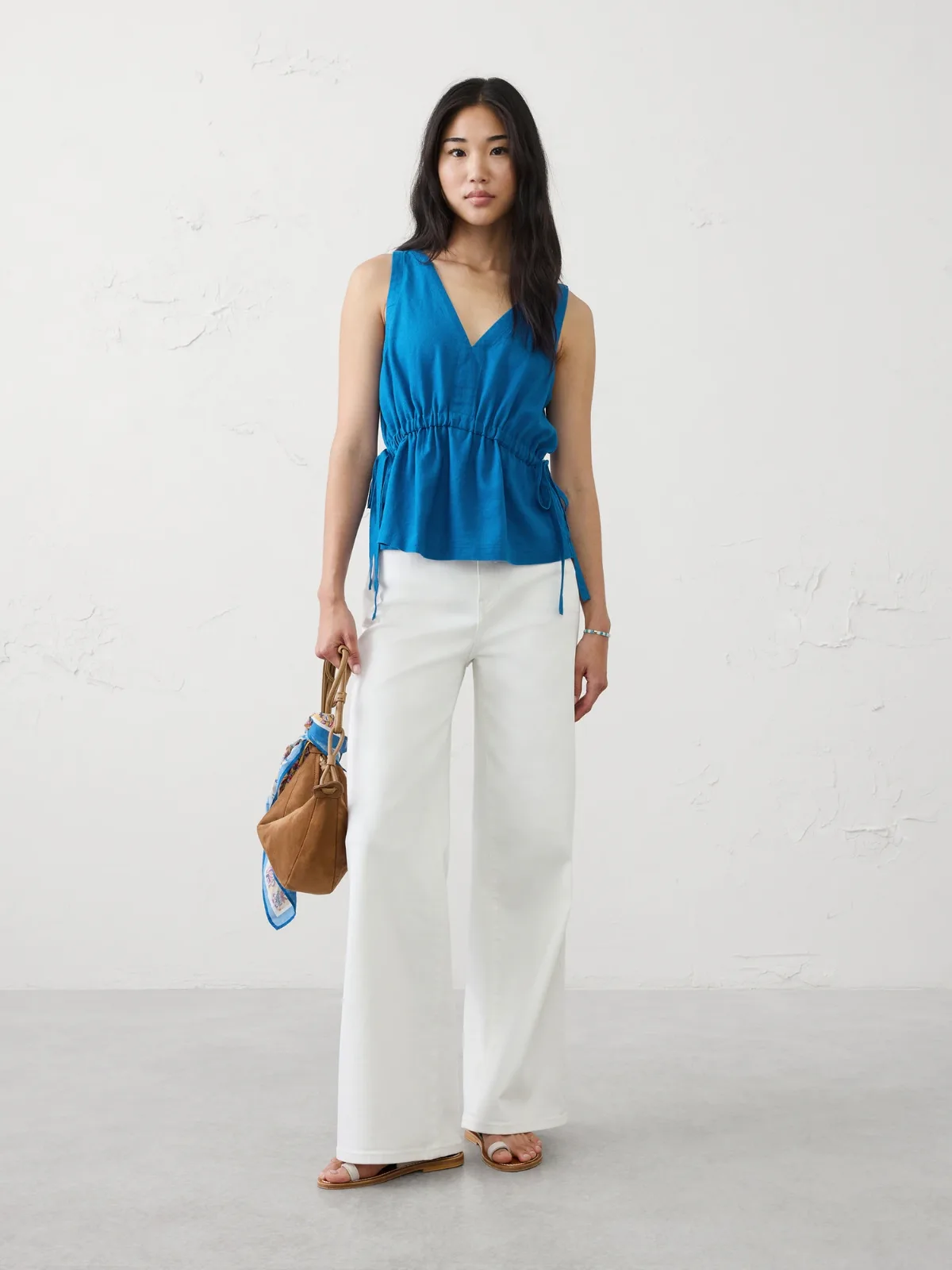 Linen-Blend Side-Ties Top by Banana Republic