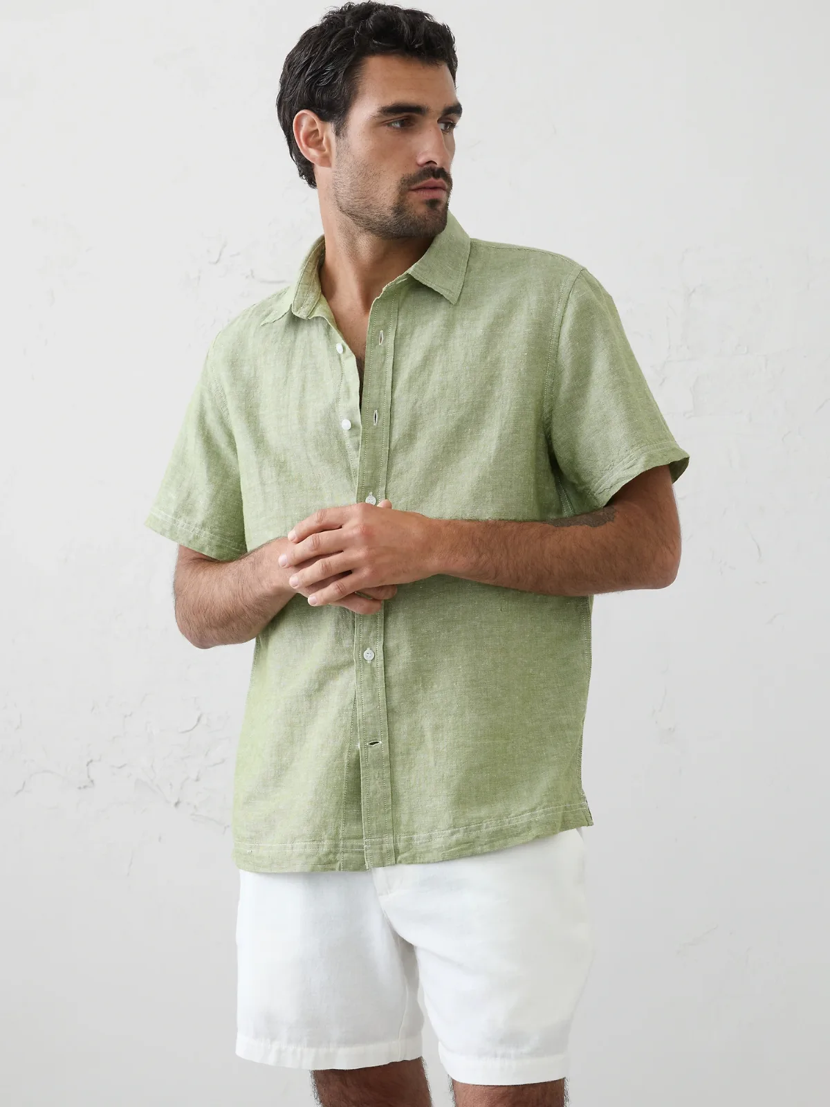 Standard-Fit Linen-Blend Shirt by Banana Republic