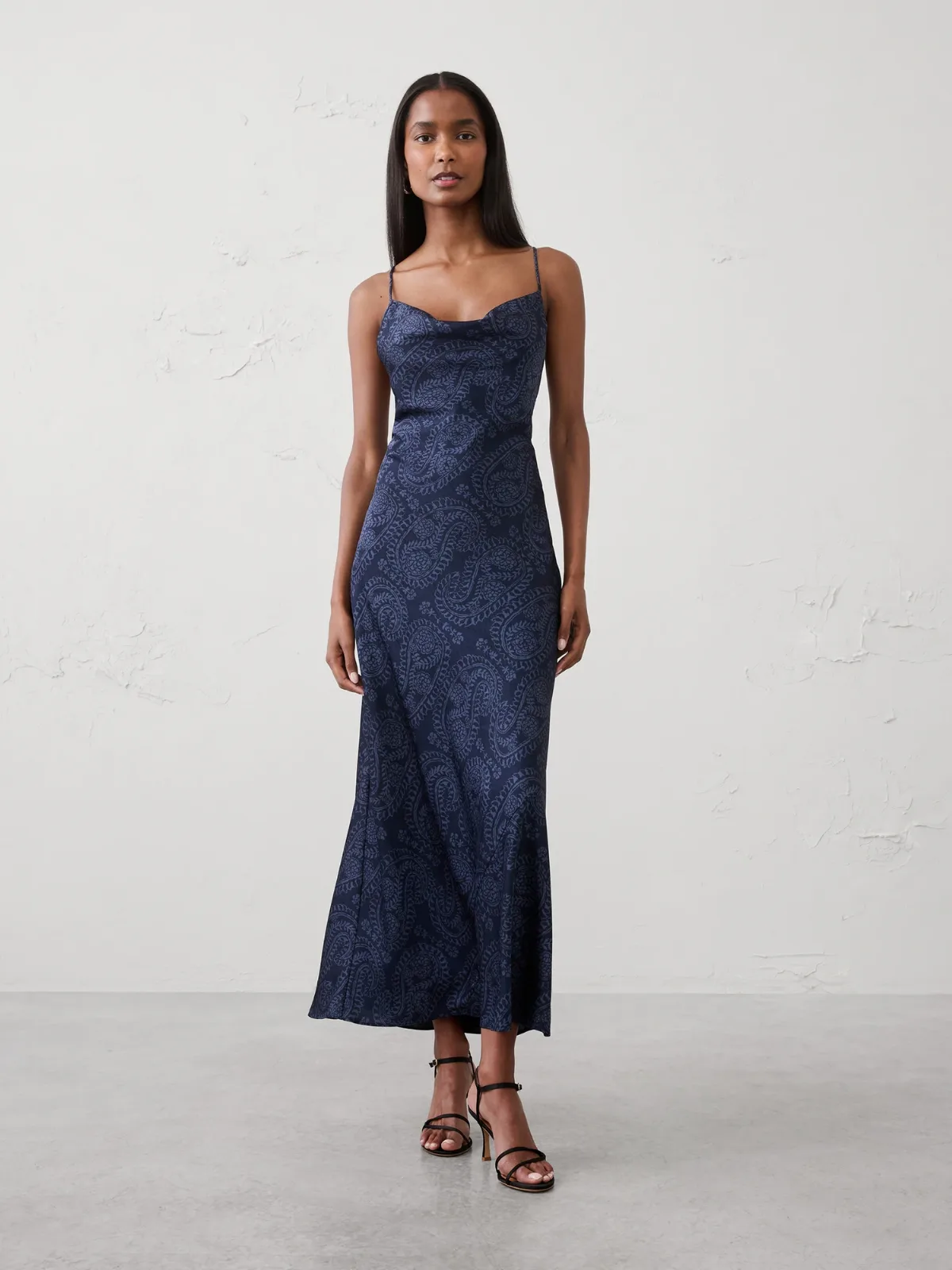 Satin Cowl-Neck Maxi Dress by Banana Republic