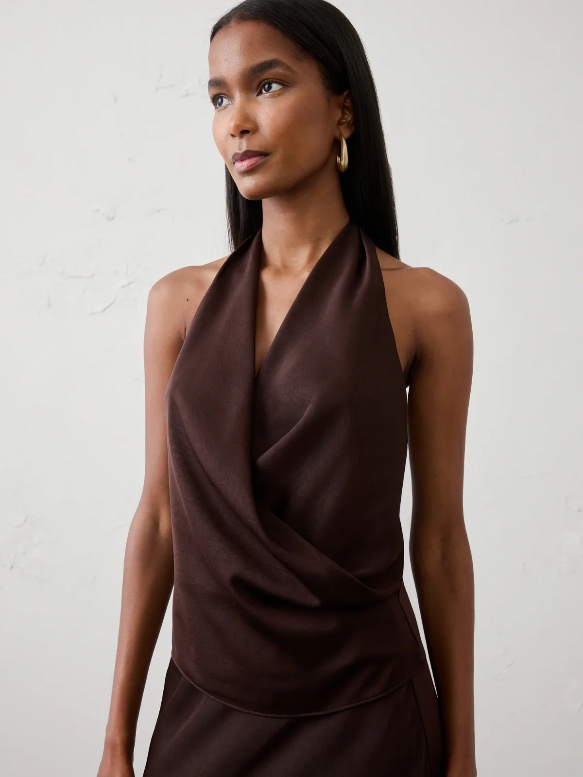 Cowl-Neck Cropped Top by Banana Republic