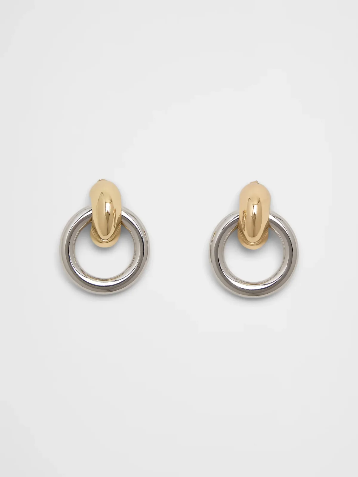 Mixed Metal Chunky Drop Hoop Earrings by Banana Republic