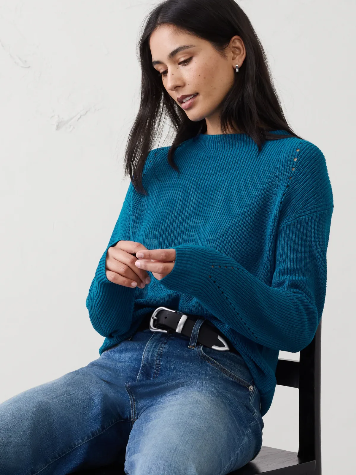 Pointelle Ribbed Pullover Sweater by Banana Republic