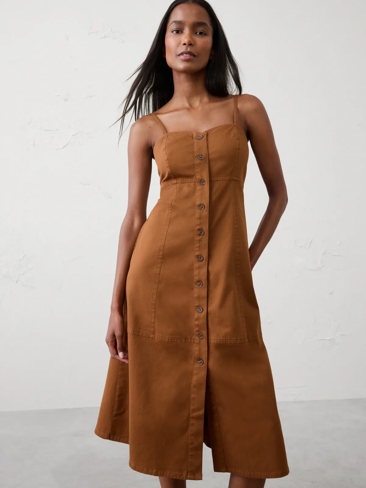 Corset Button-Down Midi Dress by Banana Republic