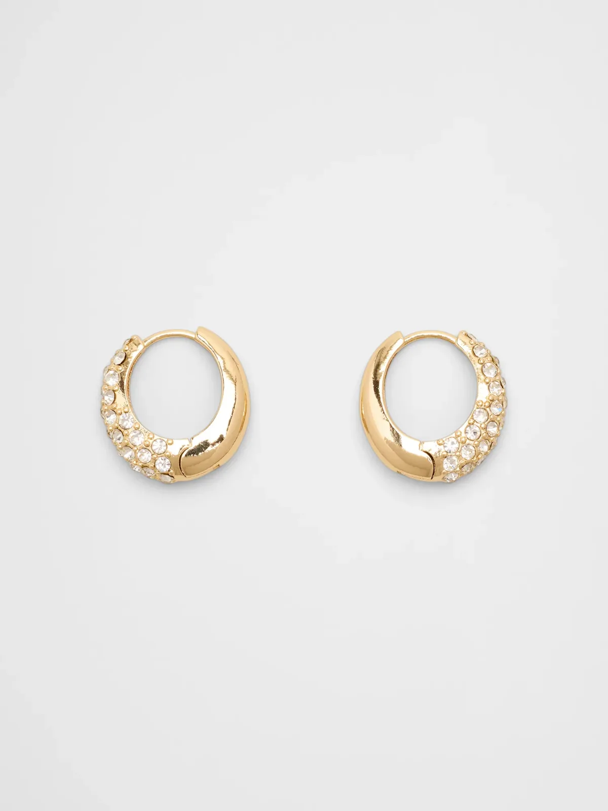 Half Pave Huggie Earrings