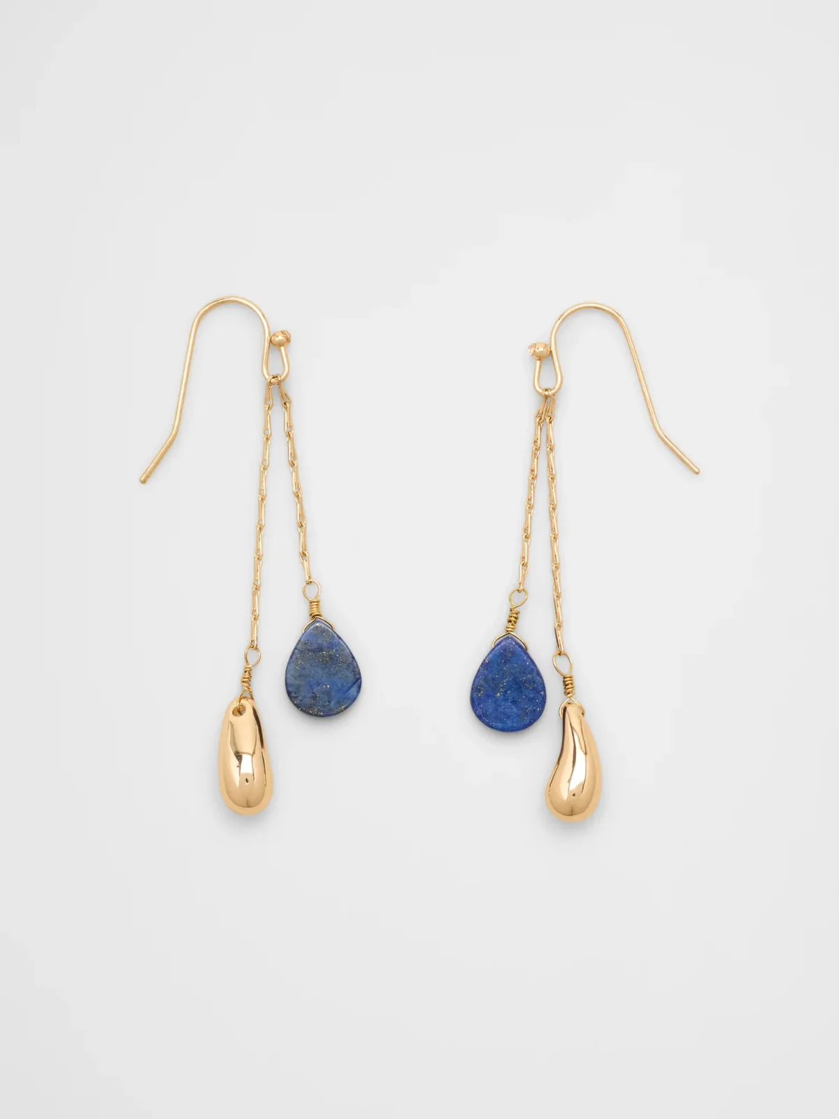 Layered Lapis Bean Delicate Drop Earrings by Banana Republic