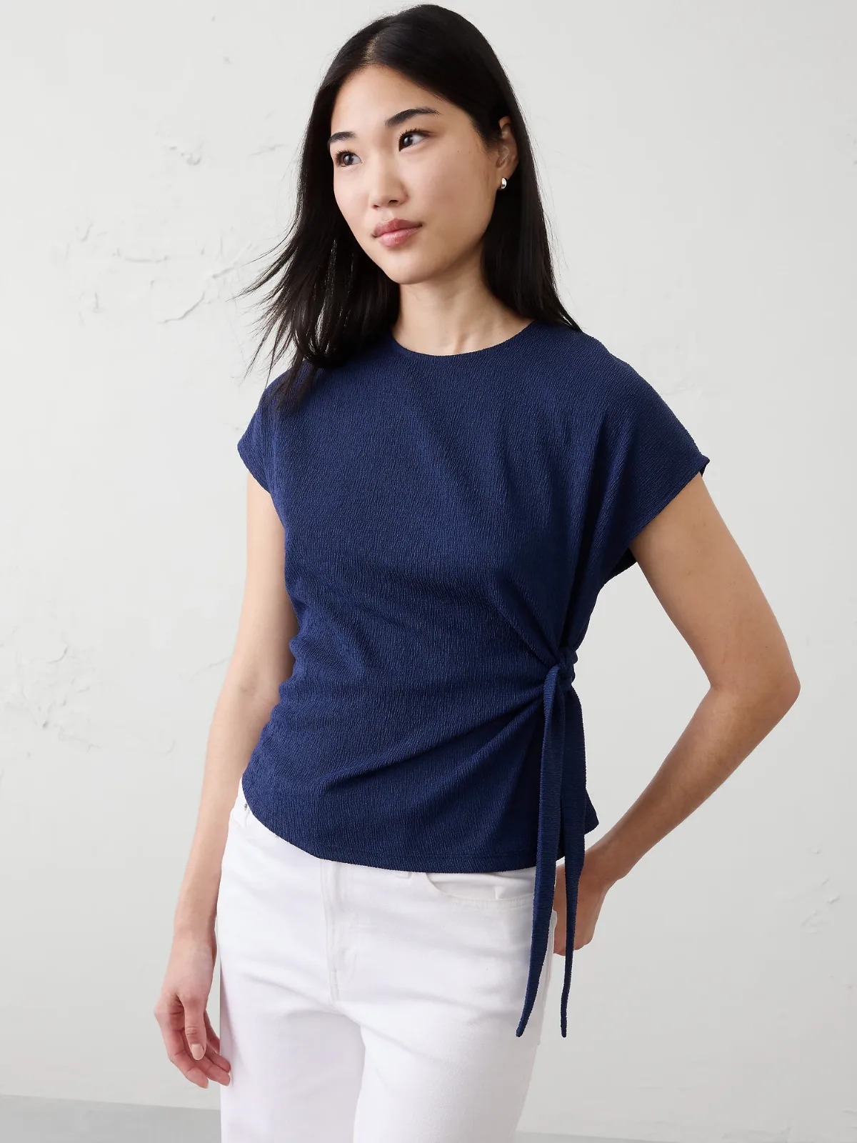 Textured Smocked Side-Tie Top