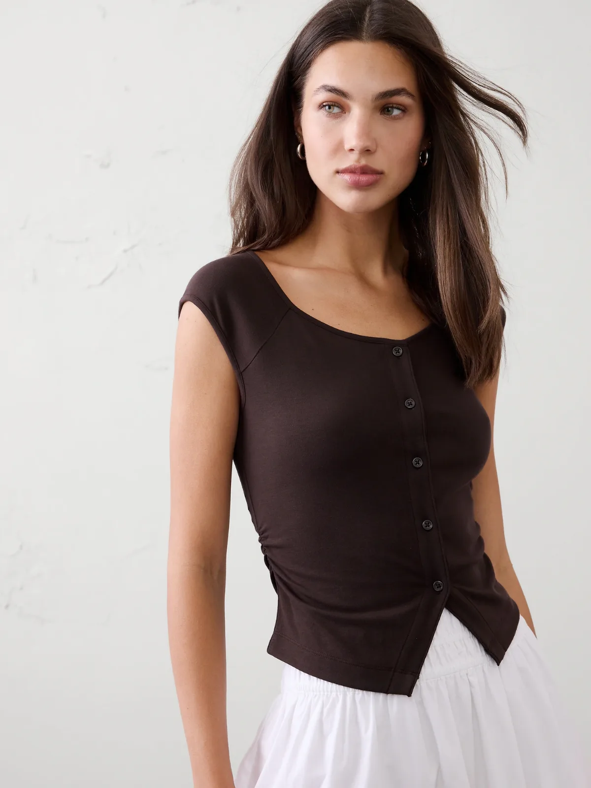 Soft Knit Buttoned Top by Banana Republic