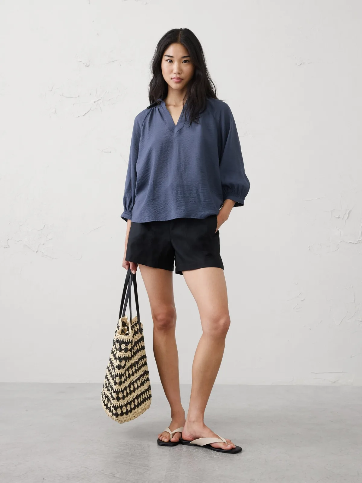 Collared Gathered Top by Banana Republic
