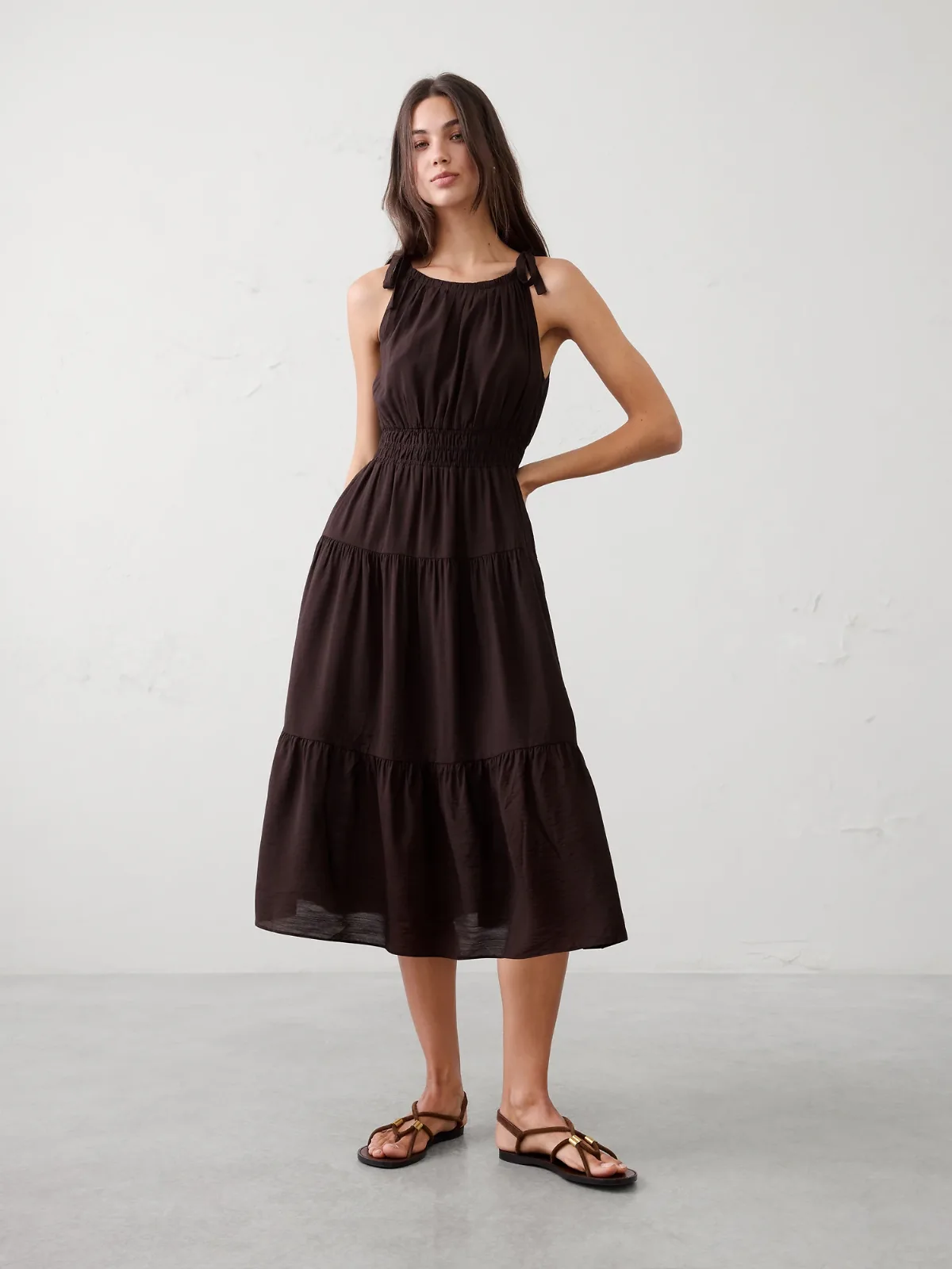 Tied-Shoulder Maxi Dress