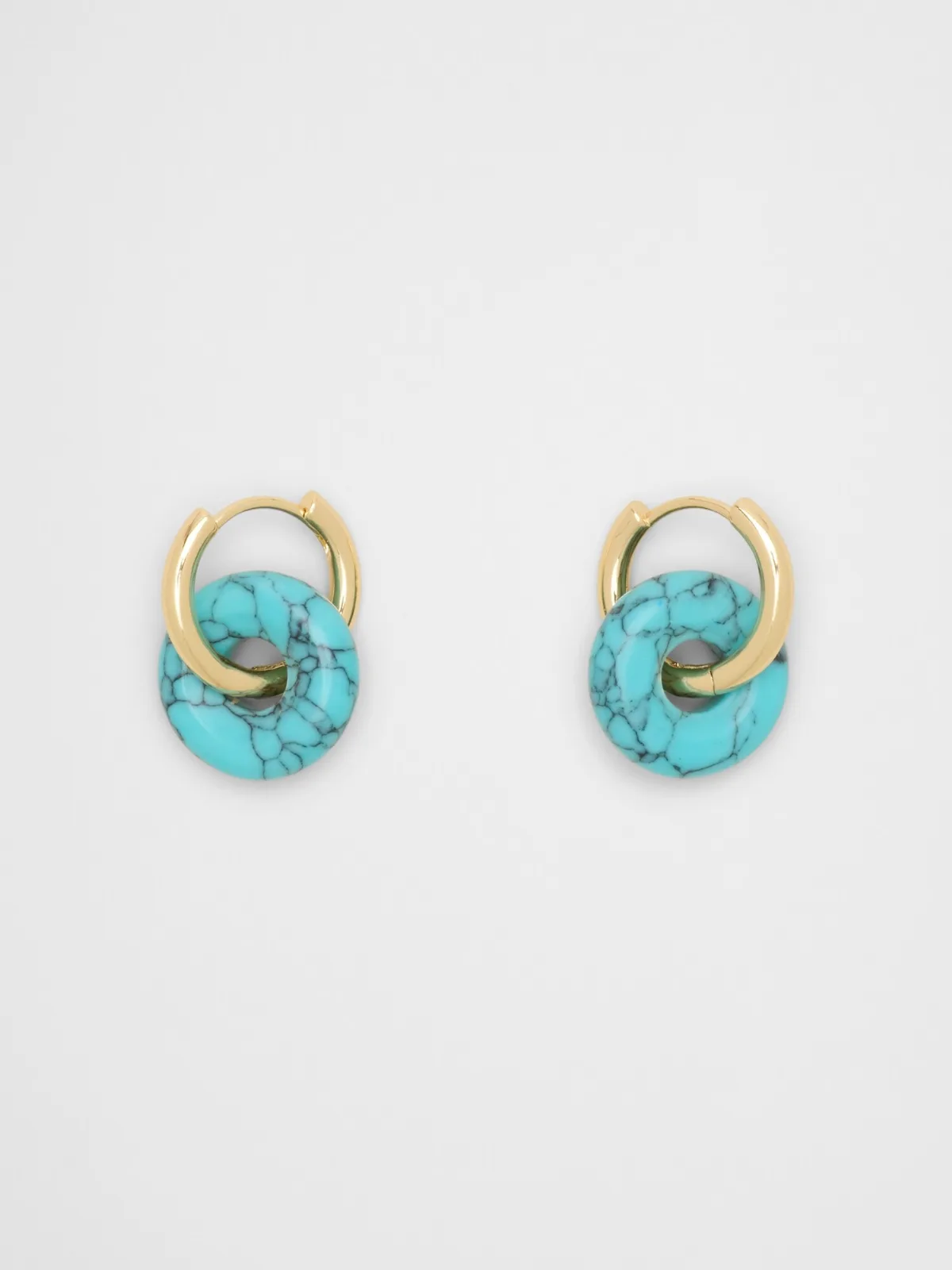 Stone Donut Hoop Earrings