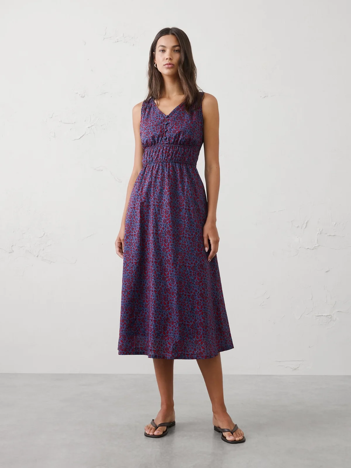 Elastic Detail Midi Dress by Banana Republic